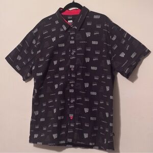 BioWorld Marvel Comics All Over Print Logo Men’s Button Down Shirt Size XL